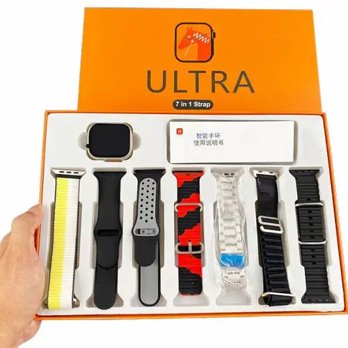 Ultra Smart Watch 7-in-1 Combo with 7 Premium Straps (Random Colors)