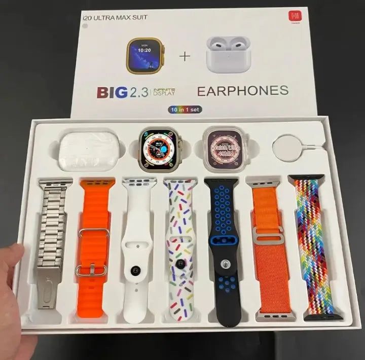 I20 Ultra Max 10-in-1 Smart Watch with AirPods